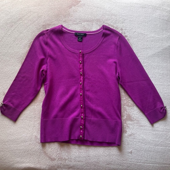 White House Black Market Sweaters - White House Black Market Purple Cardigan